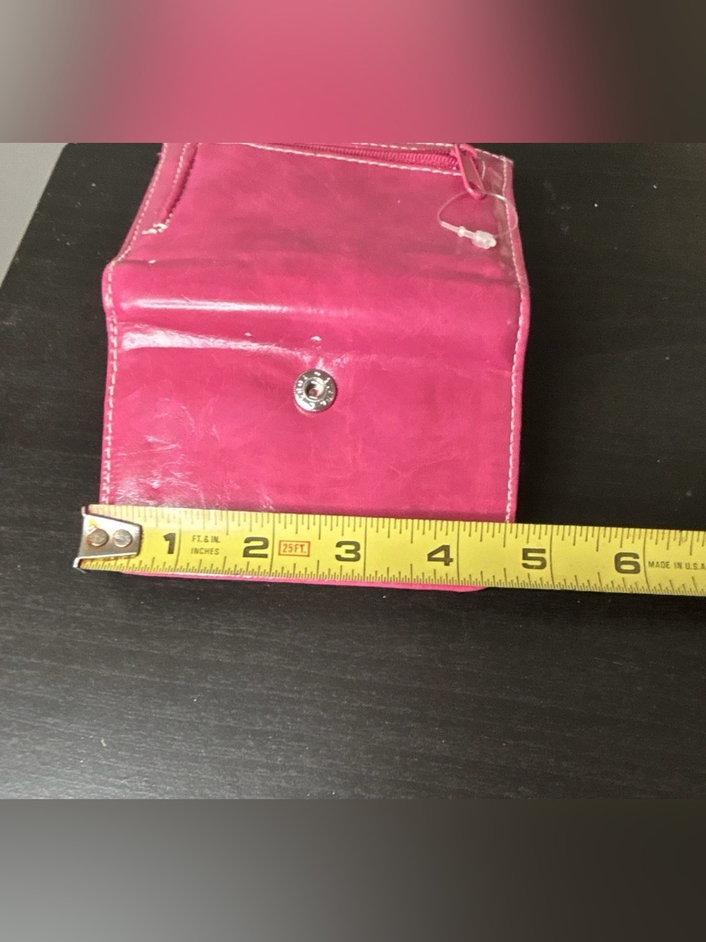 Hot Pink Faux Leather Trifold Wallet with Zipper Pockets - Picture 9 of 9